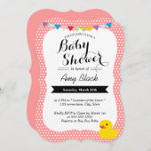 かわいいラバーアヒル水玉模様ベビーシャワー招待状 招待状 (正面/裏面)