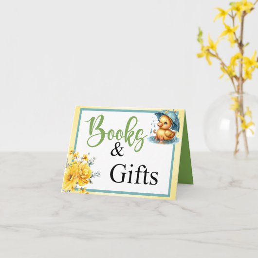 かわいいラバーアヒル赤ちゃんシャワー本とギフト カード (黄色い花)