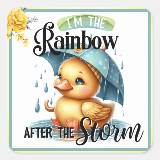 かわいいラバーアヒル赤ちゃんシャワー スクエアシール (正面)