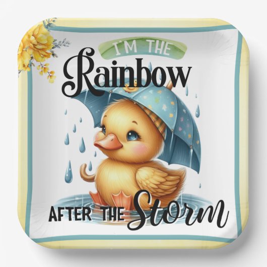 かわいいラバーアヒル赤ちゃんシャワー ペーパープレート (正面)