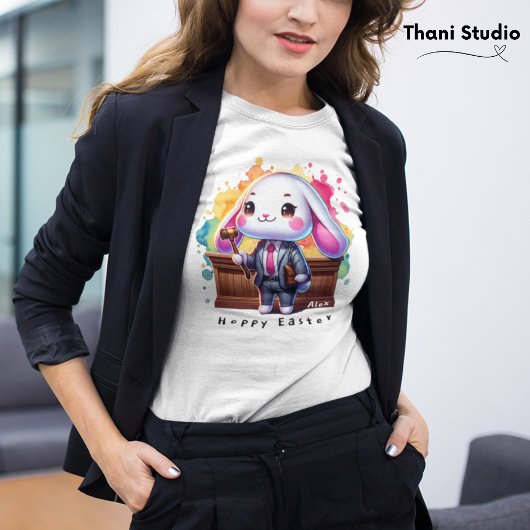 かわいいラビットアスレターホッピイースター名前をカスタムする Tシャツ