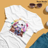 かわいいラビットアスレターホッピイースター名前をカスタムする Tシャツ