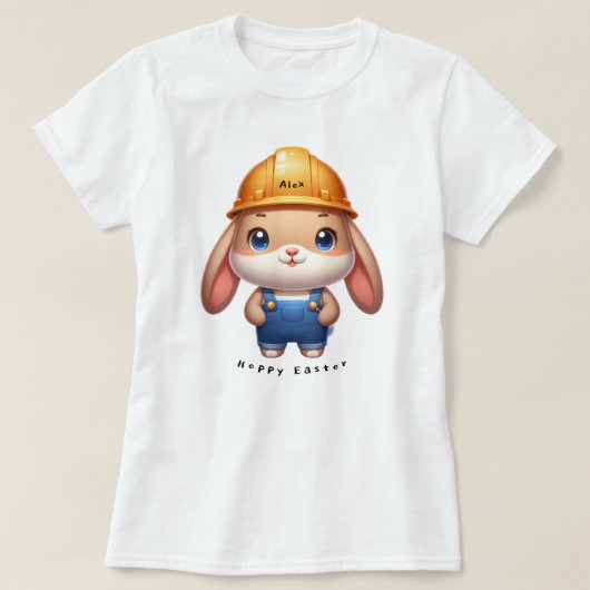 かわいいラビットエンジニアホッピイースター名前をカスタムする Tシャツ (デザイン正面)