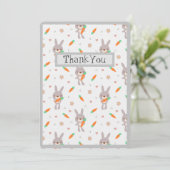 かわいいラビットオレンジグレーボーイガール サンキューカード (スタンド正面)
