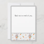 かわいいラビットオレンジグレーボーイガール サンキューカード (裏面)