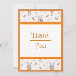 かわいいラビットオレンジ色の男の子 サンキューカード