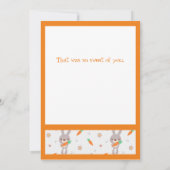 かわいいラビットオレンジ色の男の子 サンキューカード (裏面)