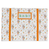 かわいいラビットオレンジ色の男の子 ラージペーパーバッグ (裏面)