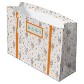 かわいいラビットオレンジ色の男の子 ラージペーパーバッグ (裏面アングル)