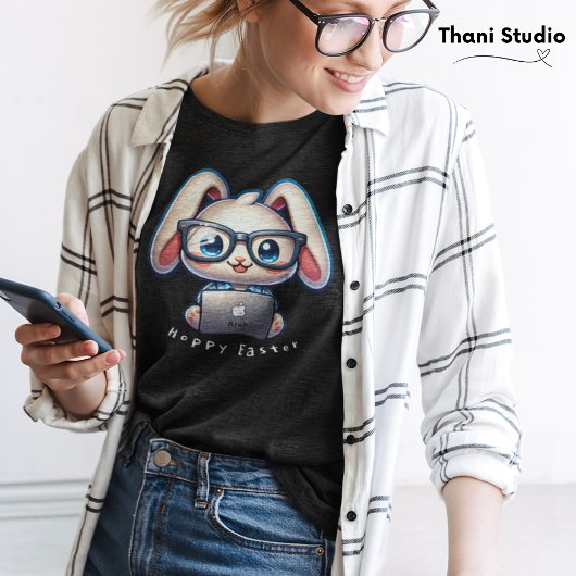 かわいいラビットテックグルホッピイースター名前をカスタムするBL Tシャツ