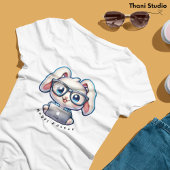 かわいいラビットテックグルホッピーイースター&名前をカスタムする Tシャツ