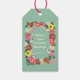 かわいいラビットバニーフローラリースイースターギフトラベル ギフトタグ