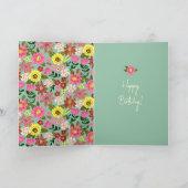 かわいいラビットバニーフローラ誕生日カード カード (内部)
