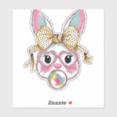 かわいいラビットバニー吹顔のバブルガムイースターD シール (シート)