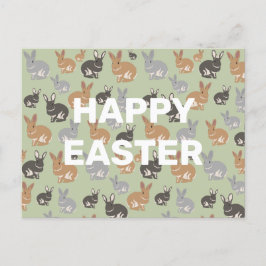 かわいいラビットパターンニュートラルカラーハッピーイースター シーズンポストカード