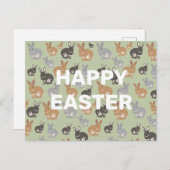 かわいいラビットパターンニュートラルカラーハッピーイースター シーズンポストカード (正面/裏面)