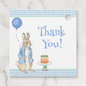 かわいいラビットブルー誕生日パーティーありがとう フェイバータグ (裏面)