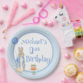 かわいいラビットブルー1歳の誕生日パーティー ペーパープレート (パーティー)