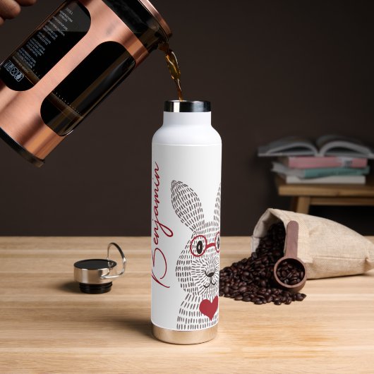 かわいいラビットレッドユニークウォーターボトル ウォーターボトル (コーヒー)