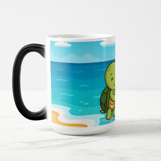 かわいいラブウミガメ | 愛らしい漫画カップル モーフィングマグカップ (左)