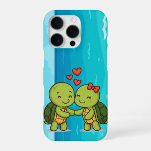 かわいいラブウミガメ   愛らしい漫画カップル iPhone 16 PROケース