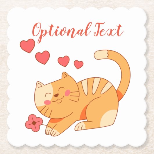 かわいいラブオレンジ虎猫子猫 ペーパーコースター (正面)