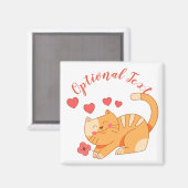 かわいいラブオレンジ虎猫子猫 マグネット (正面/裏面)