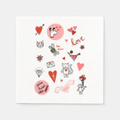 かわいいラブカートゥーン スタンダードカクテルナプキン (正面)