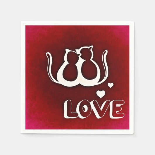 かわいいラブキャッツバレンタインデナプキン スタンダードカクテルナプキン (正面)