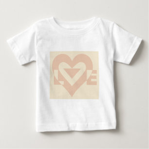 かわいいラブグラフィック、クリームベージュ ベビーTシャツ
