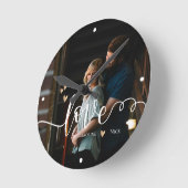 かわいいラブスクリプト名ハート写真 ラウンド壁時計 (傾斜)