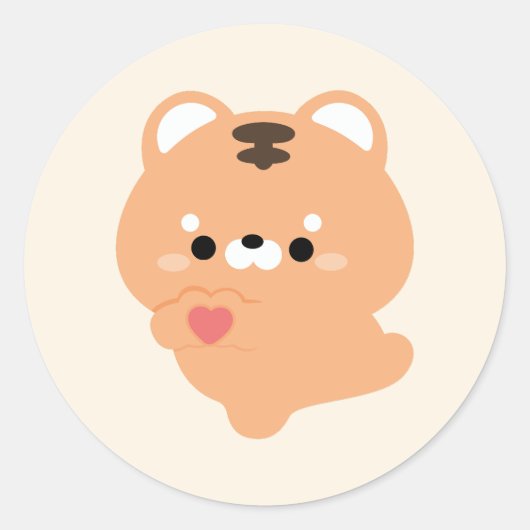 かわいいラブタイガー ラウンドシール (正面)