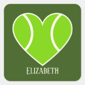 かわいいラブテニスの名前を追加 スクエアシール (正面)