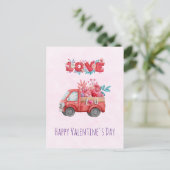 かわいいラブトラック運のバレンタインデー シーズンポストカード (スタンド正面)