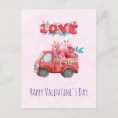 かわいいラブトラック運のバレンタインデー シーズンポストカード (正面)
