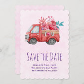 かわいいラブト運ラックのハート&花 セーブザデート (正面/裏面)