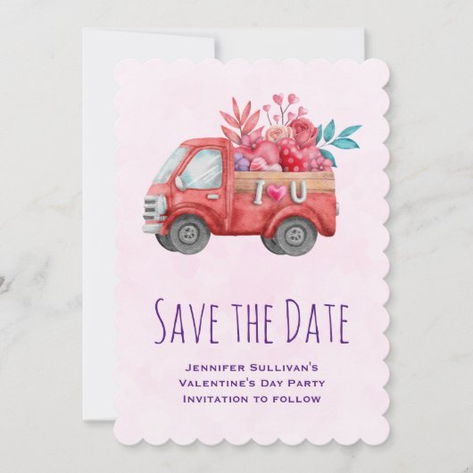 かわいいラブト運ラックのハート&花 セーブザデート (正面)