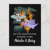 かわいいラブドラゴンバレンタインカード ポストカード (正面)