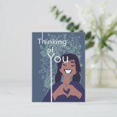 かわいいラブハートフラワーパターン あなたのことを想って ポストカード (スタンド正面)