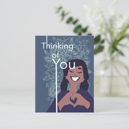 かわいいラブハートフラワーパターン あなたのことを想って ポストカード (スタンド正面)