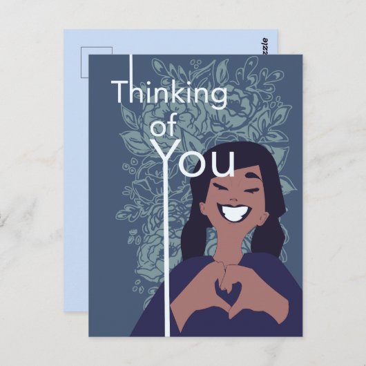 かわいいラブハートフラワーパターン あなたのことを想って ポストカード (正面/裏面)