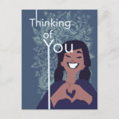 かわいいラブハートフラワーパターン あなたのことを想って ポストカード (正面)