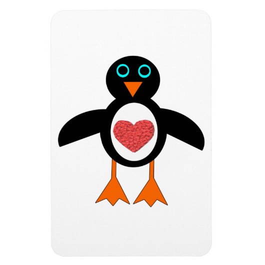 かわいいラブハートペンギンマグネット マグネット (縦)