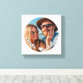 かわいいラブハート写真カップル名前カスタマイズ キャンバスプリント (インサイチュ (ウッドフロア))