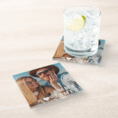 かわいいラブハート写真 カップル 名前入り ガラスコースター (アングル)