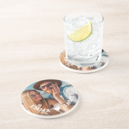 かわいいラブハート写真 カップル 名前入り コースター