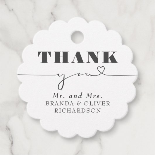 かわいいラブハート文字サンキュー結婚ズ フェイバータグ (正面)