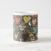 かわいいラブバンニーとハート ジャンボコーヒーマグカップ (正面)