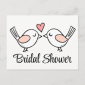 かわいいラブバーズピンクブラックラブバードブライダルシャワー インビテーションポストカード (正面)