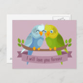 かわいいラブバードのはがき ポストカード (正面/裏面)
